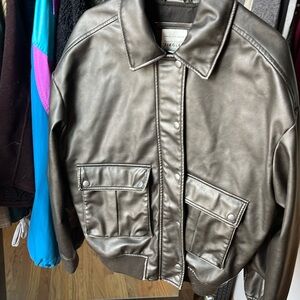 American eagle Maddie and Kenzie ziegler vegan leather bomber jacket